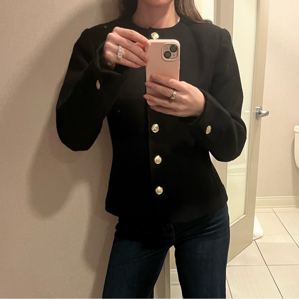 ZARA Black Button-Up Women's Jacket Blazer - Picture 5 of 5